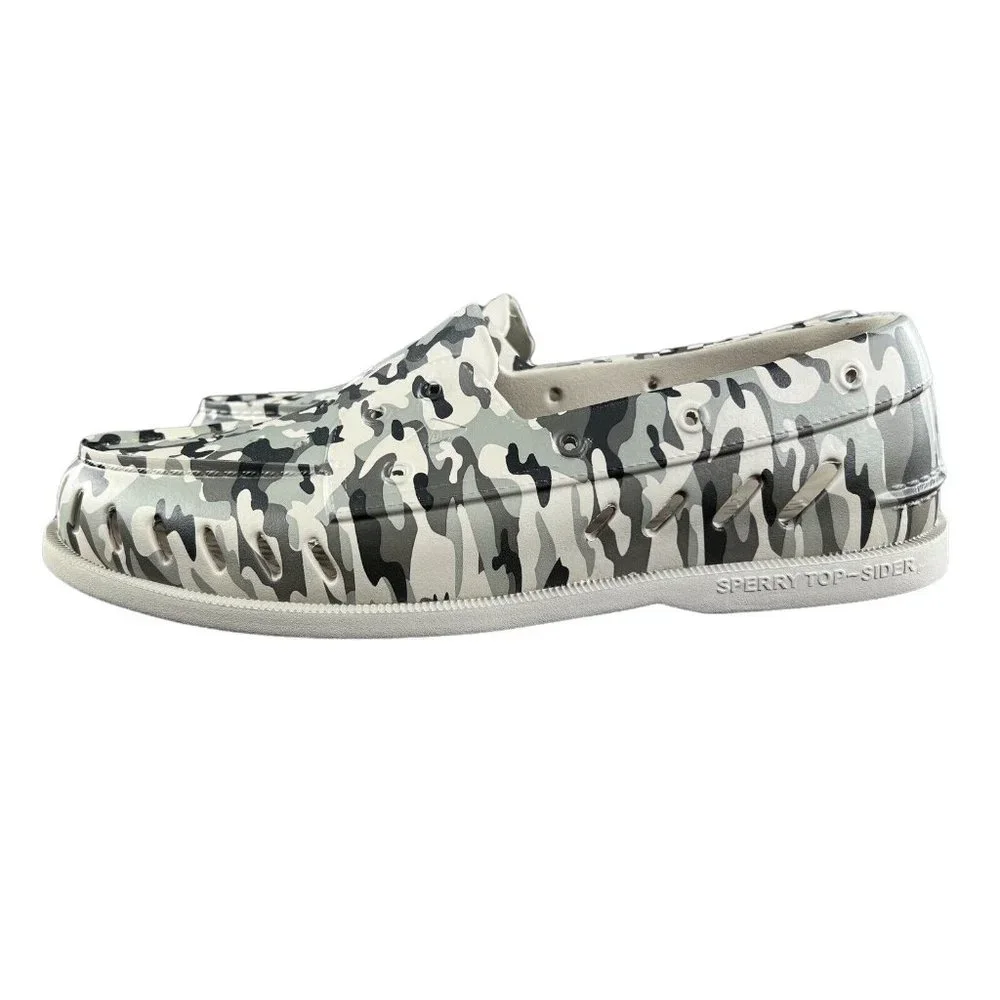 Sperry Men's Authentic Original Grey Camo Float Boat Shoes Sizes 8 - 13